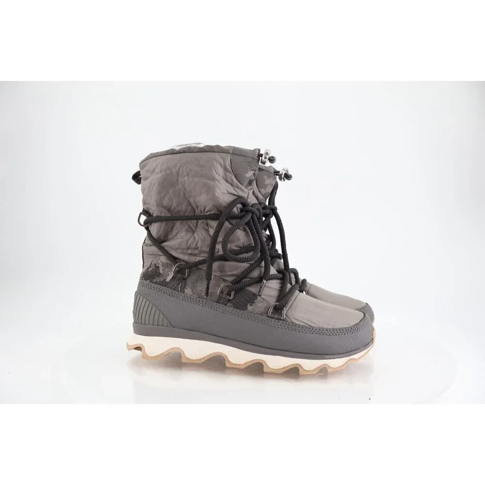 Sorel Kinetic Waterpoof Faux Fur Lined Boots Size 12 Gray Camo Lace Up